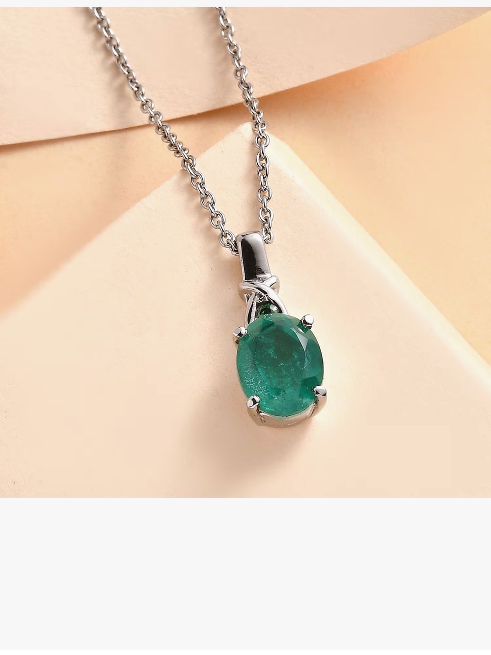 3 ctw Green Diamond with Emerald Quartz Necklace in 316 Stainless Steel
